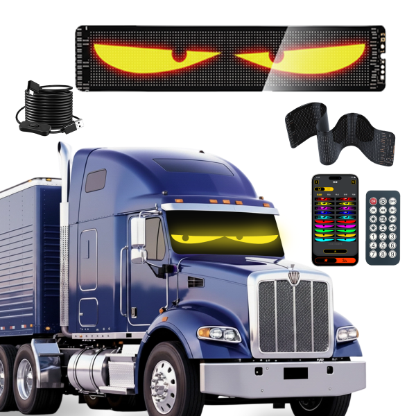 Quplavo 35.3"x7.5" Giant Devil Eyes Light for Car Truck Windshield, Ultra-Thin Flexible LED Matrix, APP Custom DIY Animated Programmable LED Sign for SUV Small Medium Trucks (1-Pack)